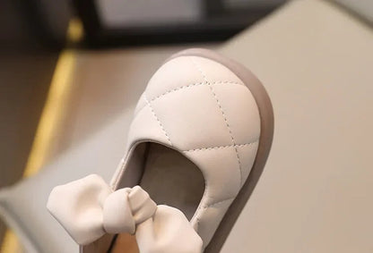 Girls' Bow Leather Shoes: Soft Spring/Autumn Style