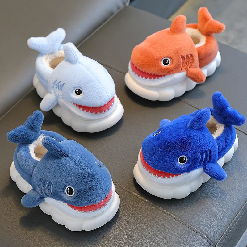 Cartoon Shark Cotton Slippers - Warm and Non-slip for Kids (Winter Edition)