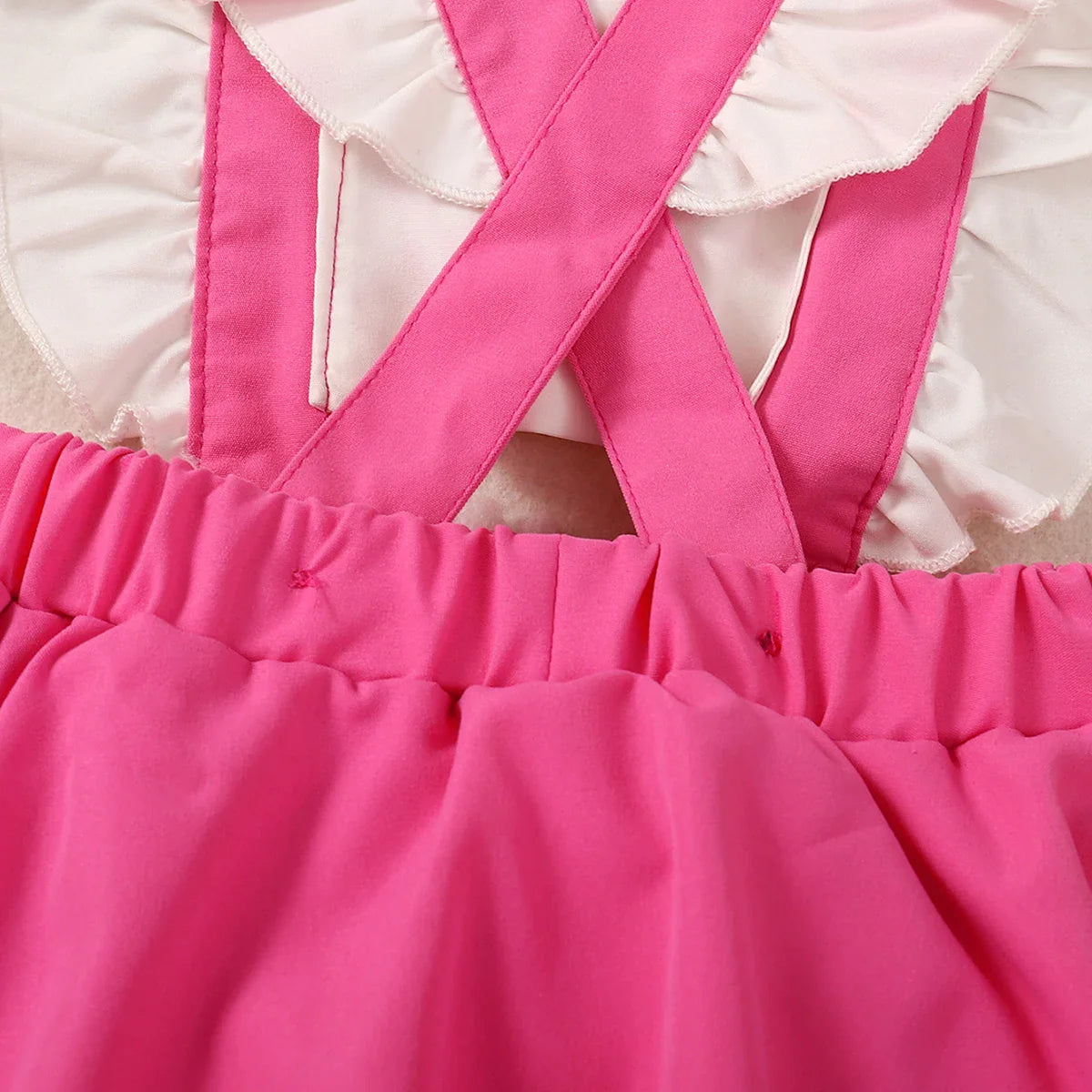 Summer Pink Creeper Dress Set with Hair Accessories for Toddlers