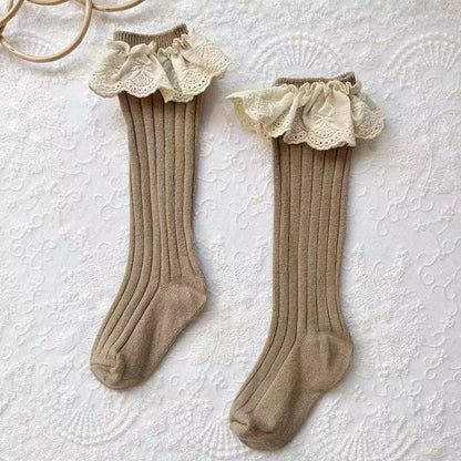 Lace Frilly Flower Cute Long Socks For Girls