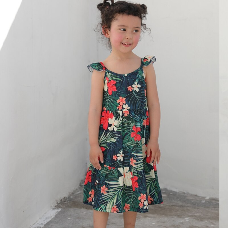 Flower Print Mother Father Kids Matching Outfits