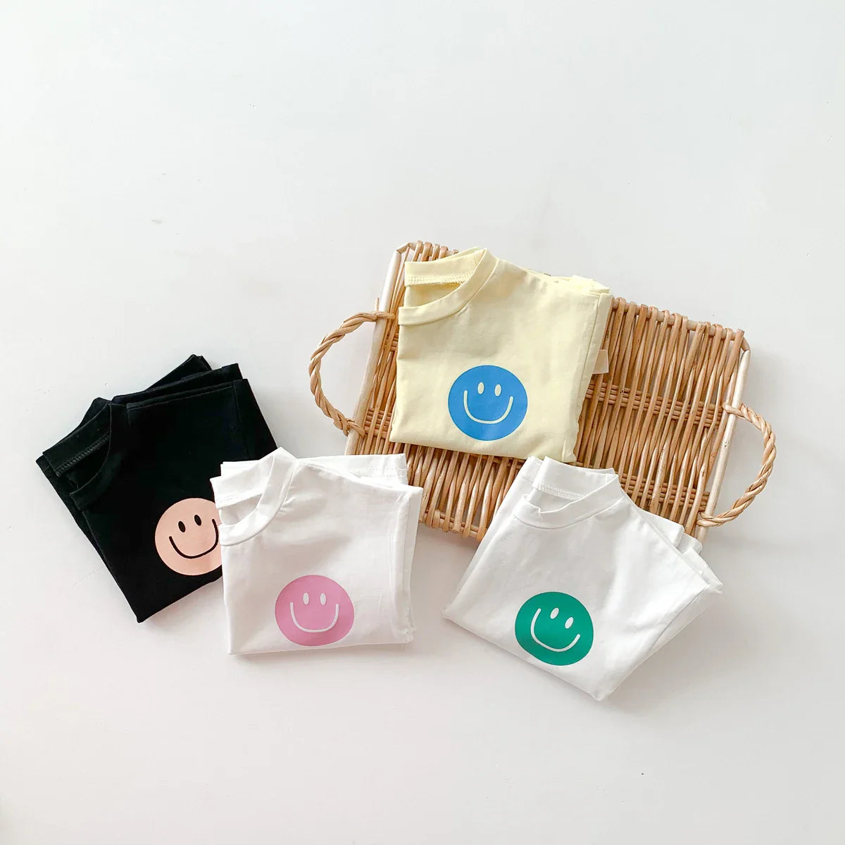 Smile Face Cotton T-shirt + Plaid Shorts Set: Summer Baby Outfit