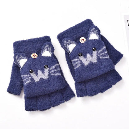 Cute Winter Gloves - Warm Faux Fur Knit for Kids