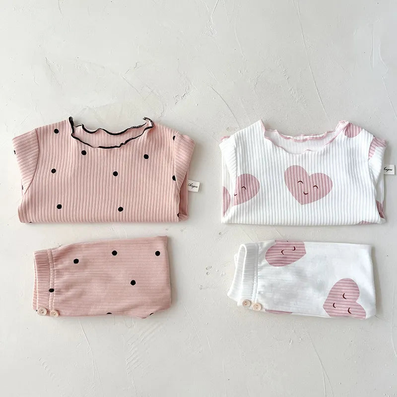 Spring Baby Dot Print Sleeper Set - Infant Indoor Wear