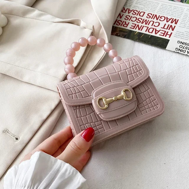 Elegant Girls Pearl Handle Jelly Mini Bag.