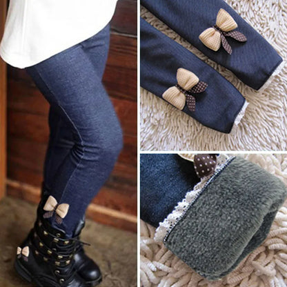 Bow Bottom Leggings - Cozy Pants for Girls (Winter/Spring)