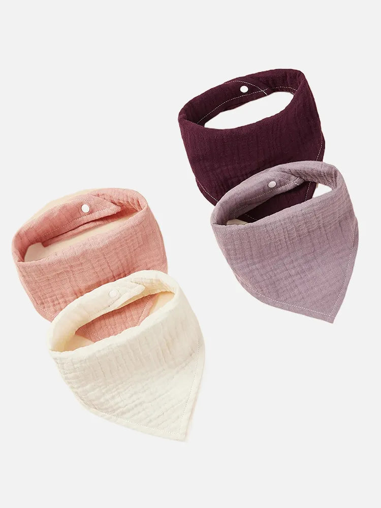 Organic Cotton Bibs: Super Absorbent 4-Pack Set for Babies