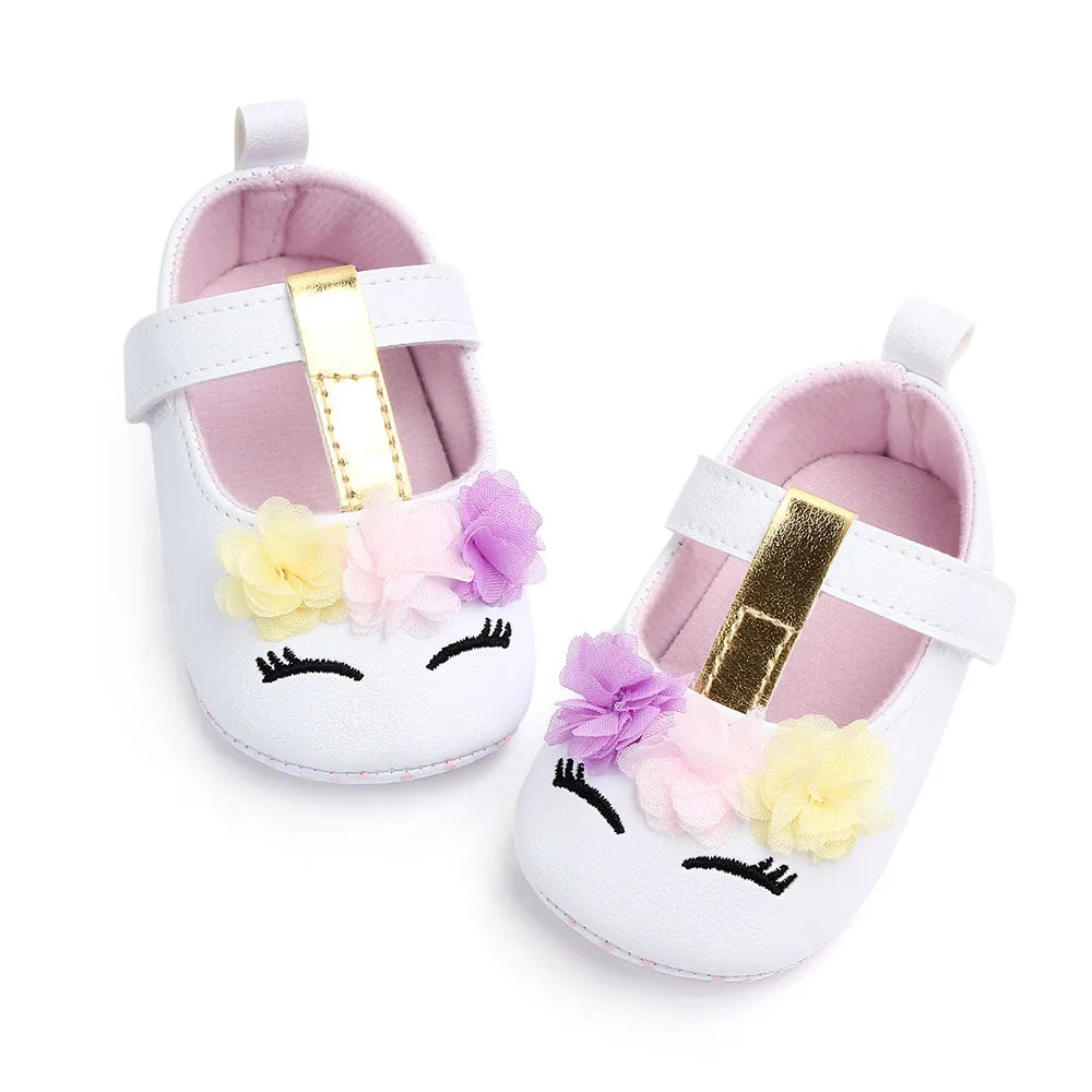 Prewalking Shoes: Soft PU Toddler Girl Shoes with Cute Flower Design