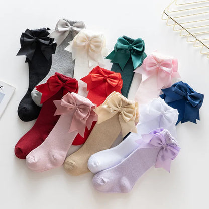 Kids Knee High Socks with Big Bow (Newborn-7 Years)