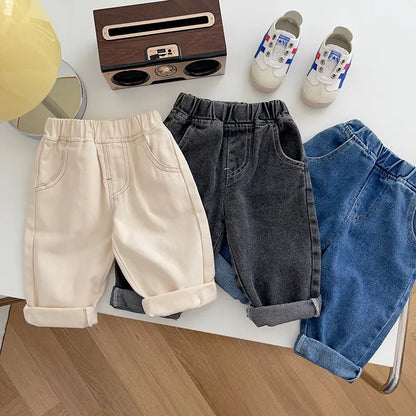 Baby Solid Jeans - Casual, Soft Denim Pants for Boys and Girls