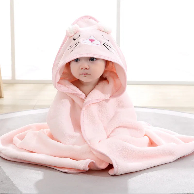 Super Soft Cartoon Hooded Baby Bath Towel - Cozy and Cute