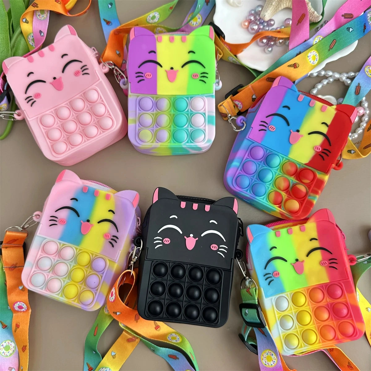 Girls Cute Cat Messenger Bag: Stylish & Educational