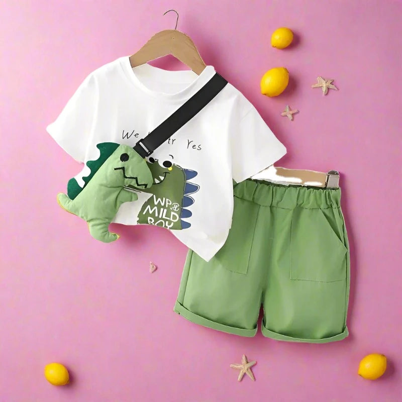 Summer Casual Dinosaur Baby Boy Outfit Set
