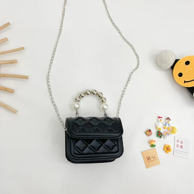 Cute Beaded Handle Mini Shoulder Purse.