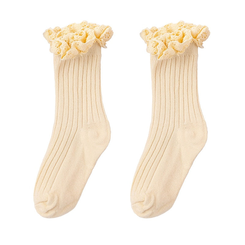 Hose Mid-calf  Ruffle Socks For Girls