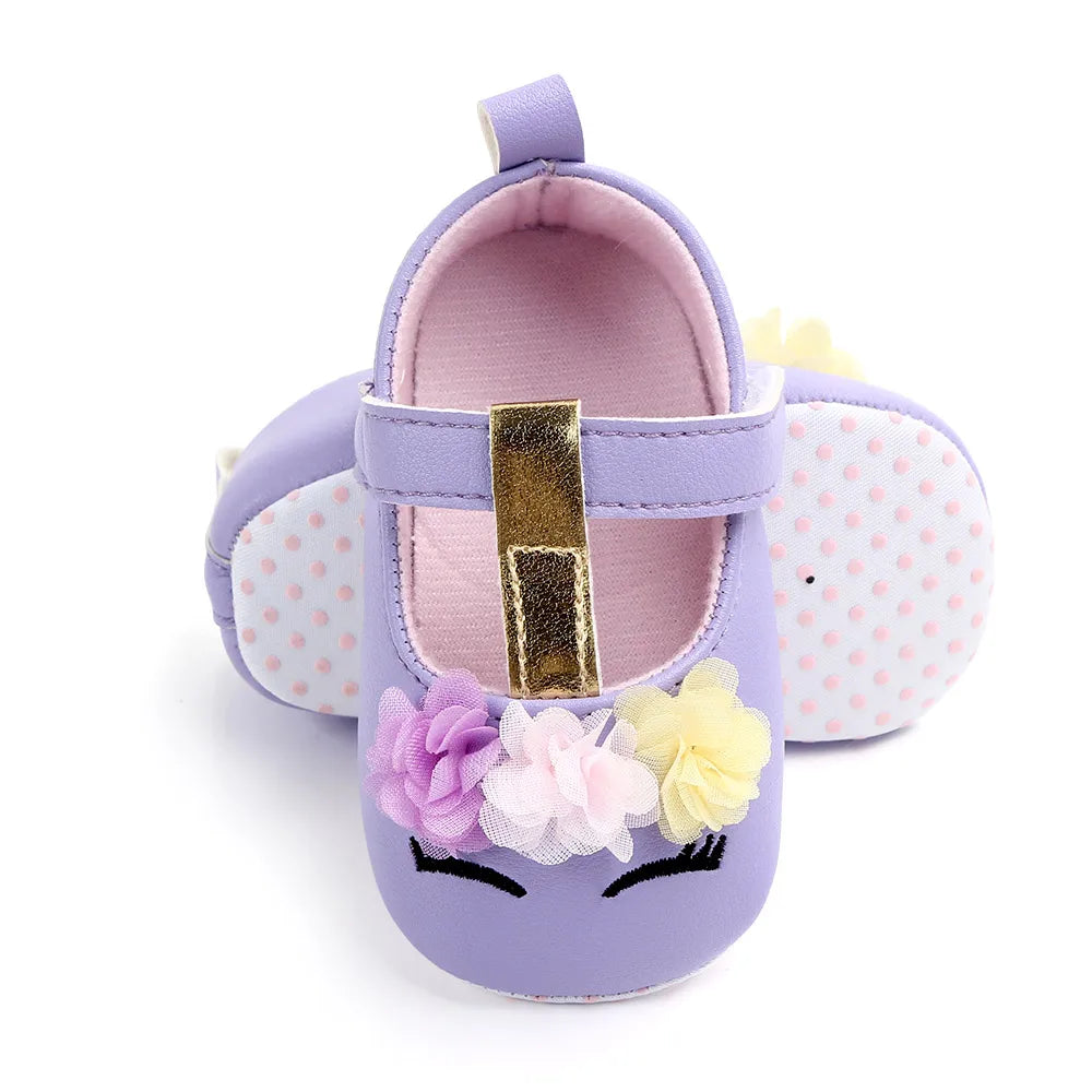 Prewalking Shoes: Soft PU Toddler Girl Shoes with Cute Flower Design