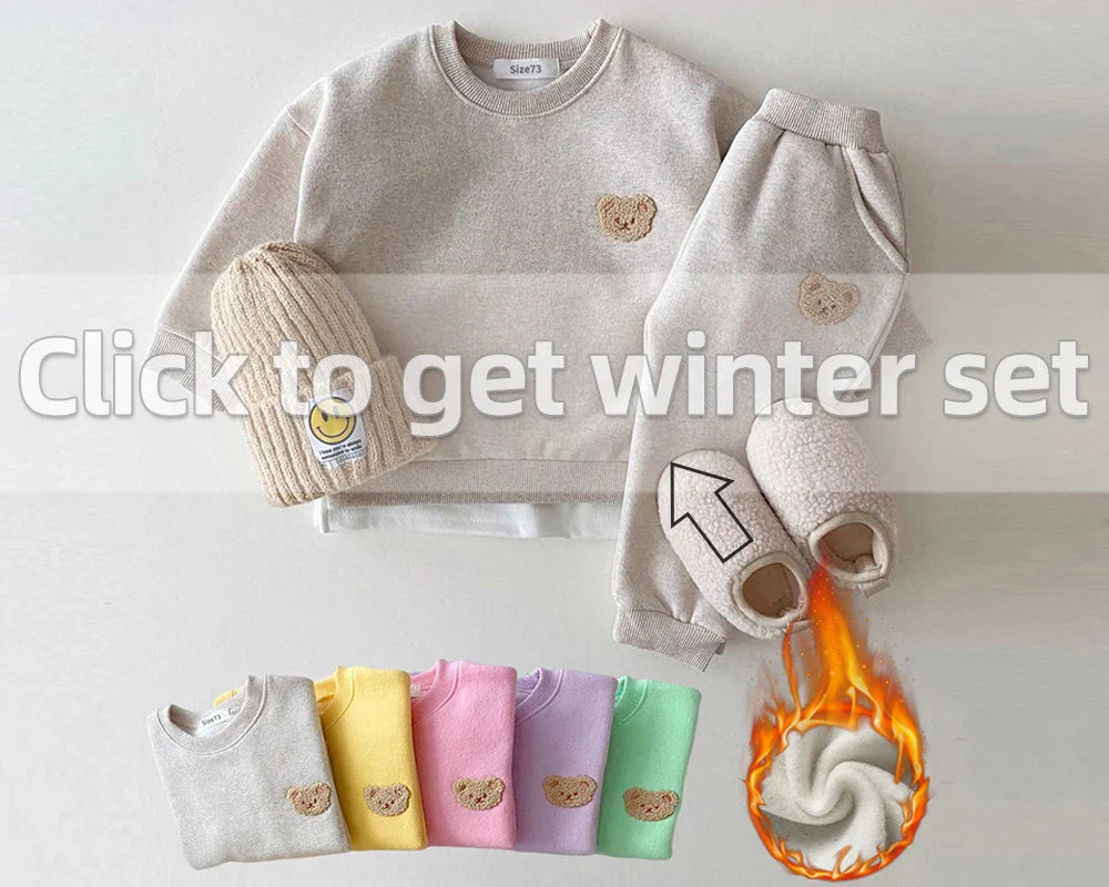 Fashion Toddler Bear Sweatshirt Set