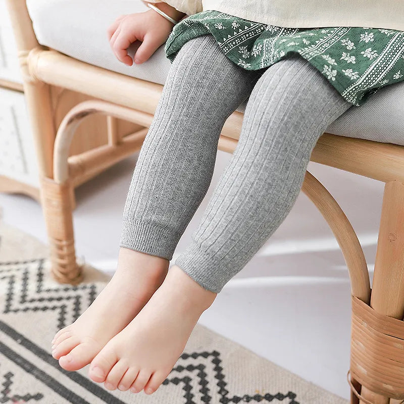 Solid Cotton Stretch Kids Leggings - Comfy Trousers for Newborn-6 Years