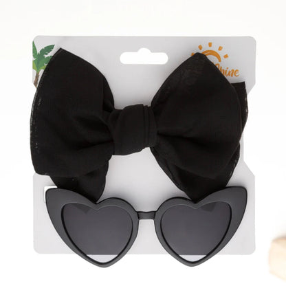 Heart Sunglasses & Bow Headband Set: Kids Fashion