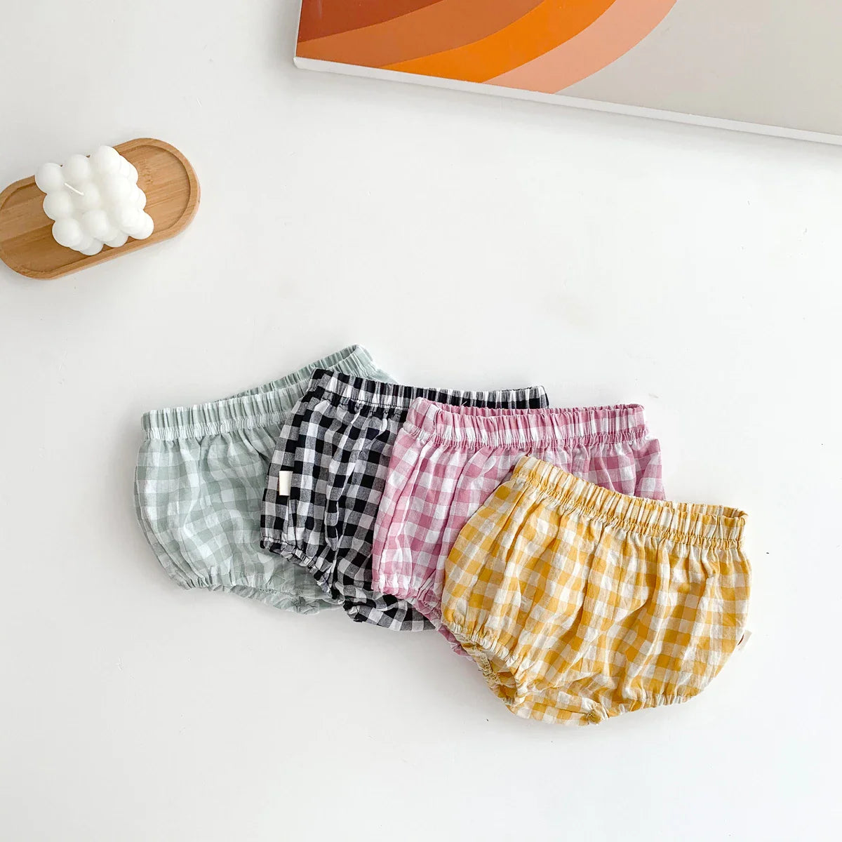 Smile Face Cotton T-shirt + Plaid Shorts Set: Summer Baby Outfit