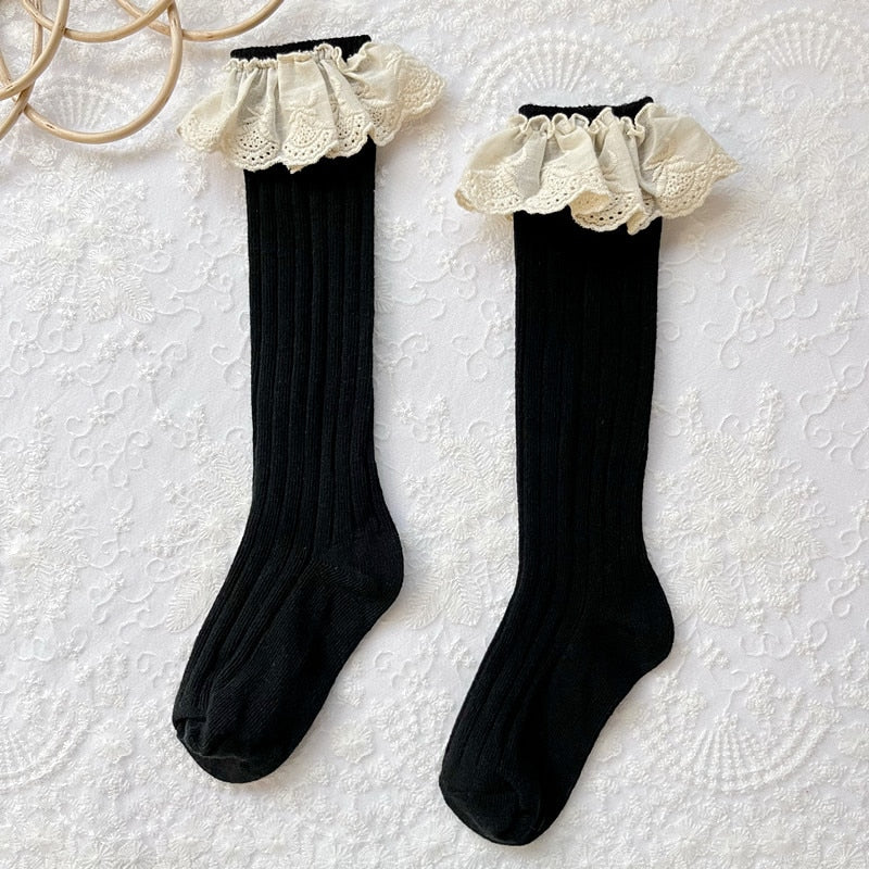 Lace Frilly Flower Cute Long Socks For Girls
