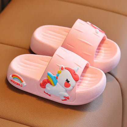 Summer Cartoon Unicorn Flip Flops - Antislip Kids Slippers