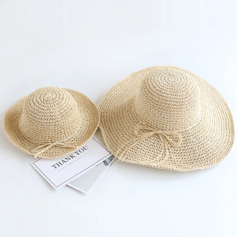 Child Summer Straw Hat: Foldable Beach Cap