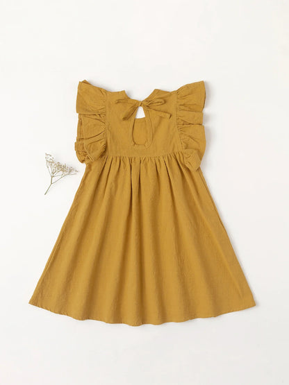 Baby Girls' Tie-back Overall Dress: Cotton Summer Casual Wear