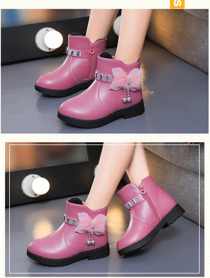 Cozy Mid-Length Leather Boots for Stylish Kids