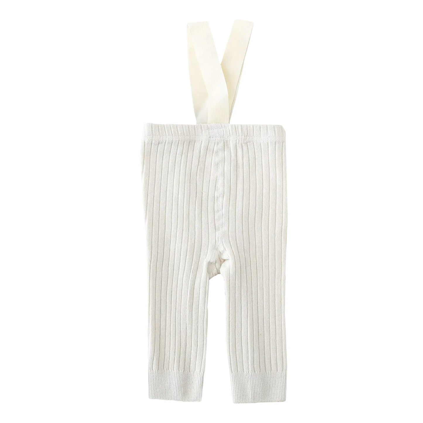 Infant Girl Ribbed Leggings with Suspender - Warm Knit Overalls