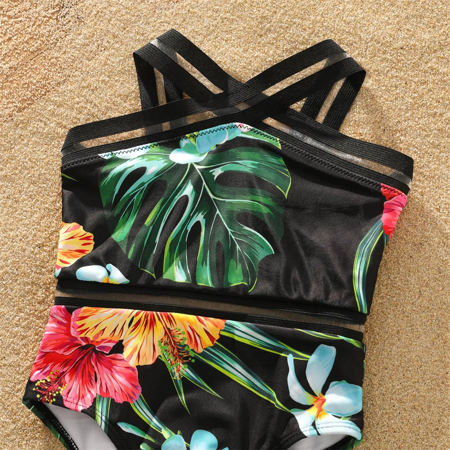 Coconut Tree Print Family Matching Swimwear: Shorts & One-Piece Suit