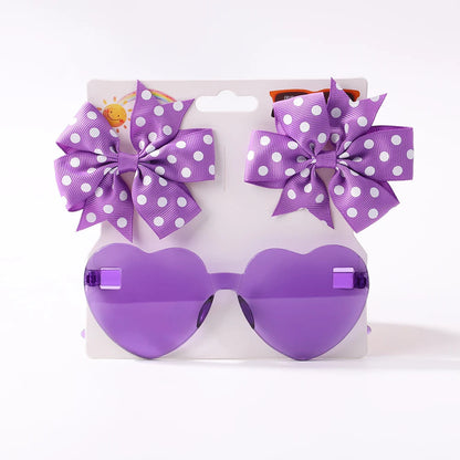 Kids Hairpin Set: Cute Dot & Heart Sunglasses