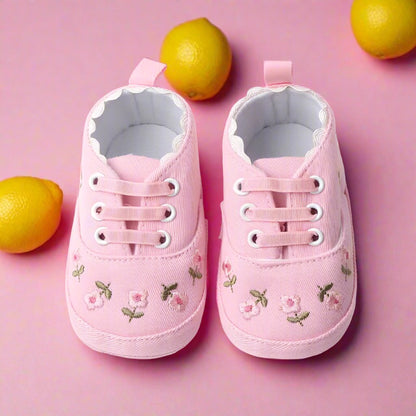 Floral Embroidered Baby Girl Soft Shoes