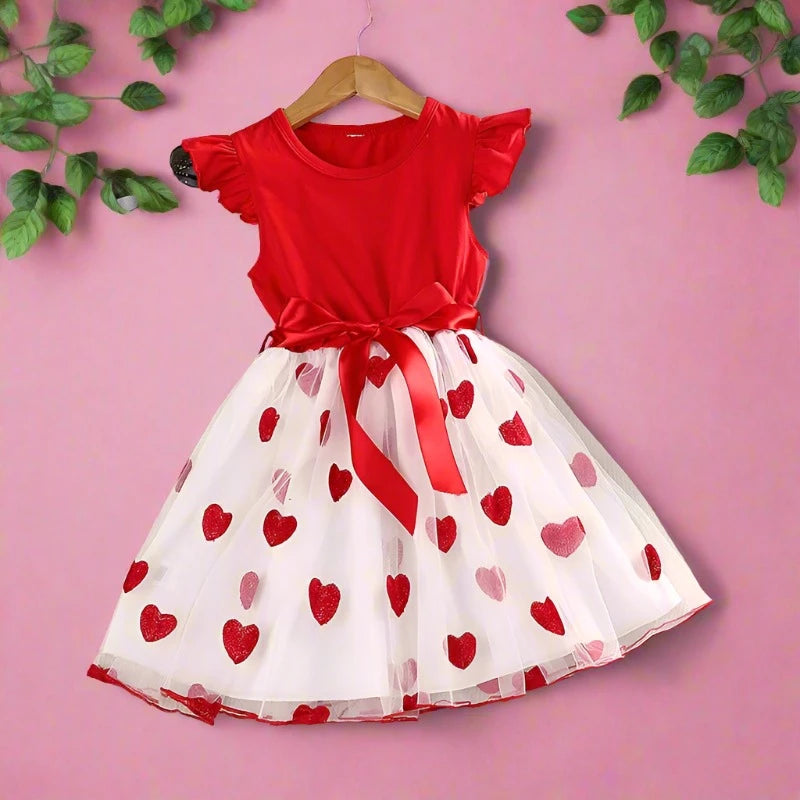 Summer Ruffled Love Mesh Girl Dresses