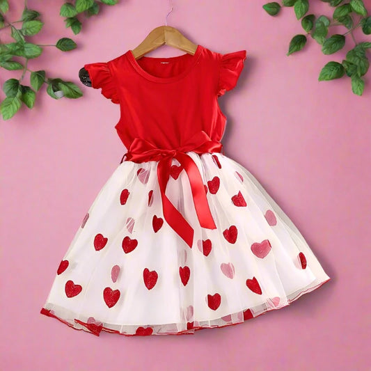 Summer Ruffled Love Mesh Girl Dresses