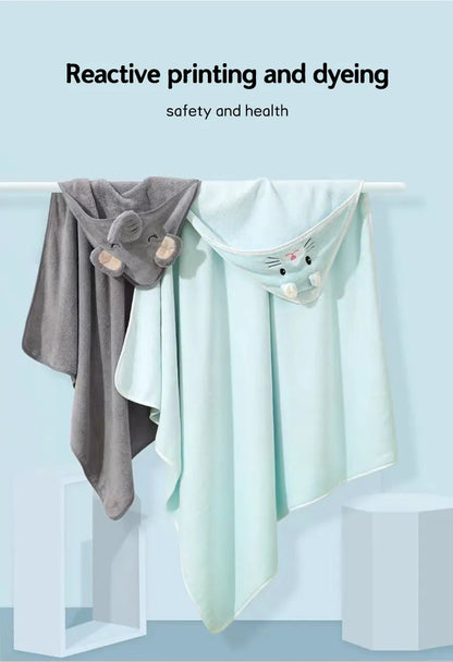 Super Soft Cartoon Hooded Baby Bath Towel - Cozy and Cute