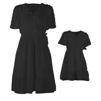 Family Matching Clothes  Dress For Mother Daughter V Neck Short Sleeve