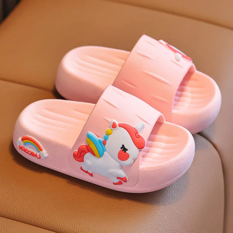 Summer Cartoon Unicorn Flip Flops - Antislip Kids Slippers