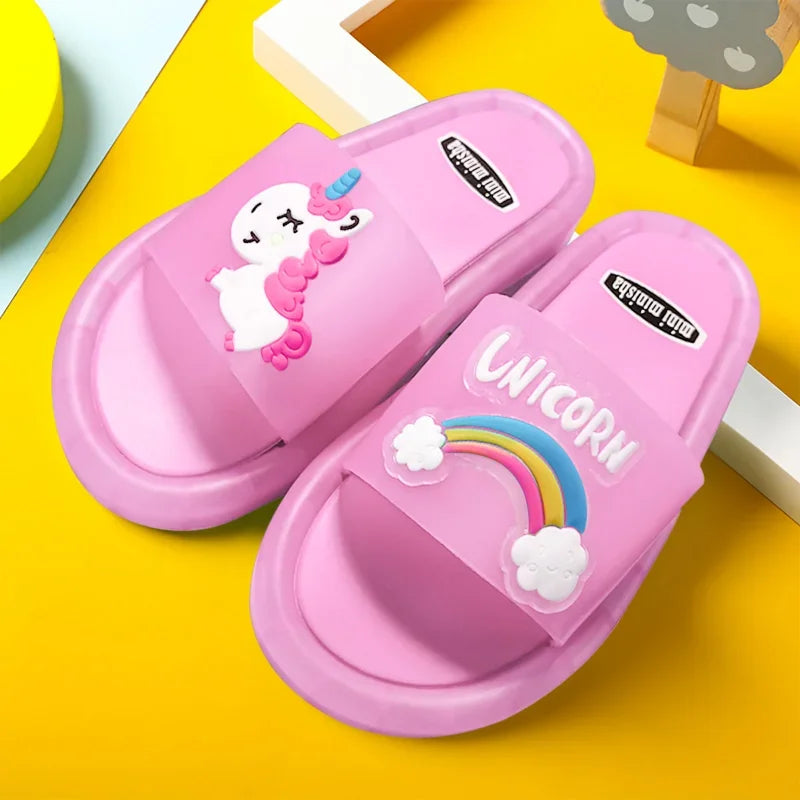 Cartoon Unicorn Slippers: Lighted Fashion for Kids