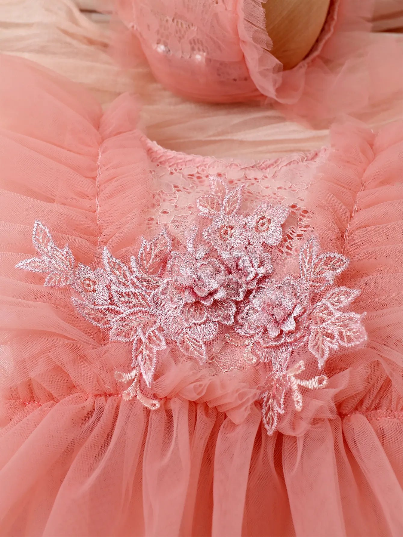 Lace Floral Mesh Romper Set for Baby