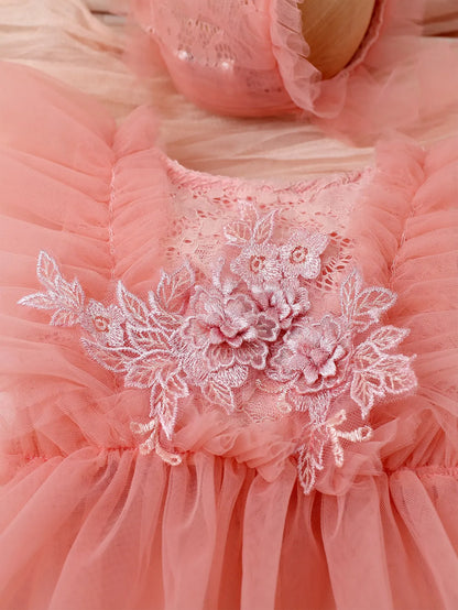 Lace Floral Mesh Romper Set for Baby