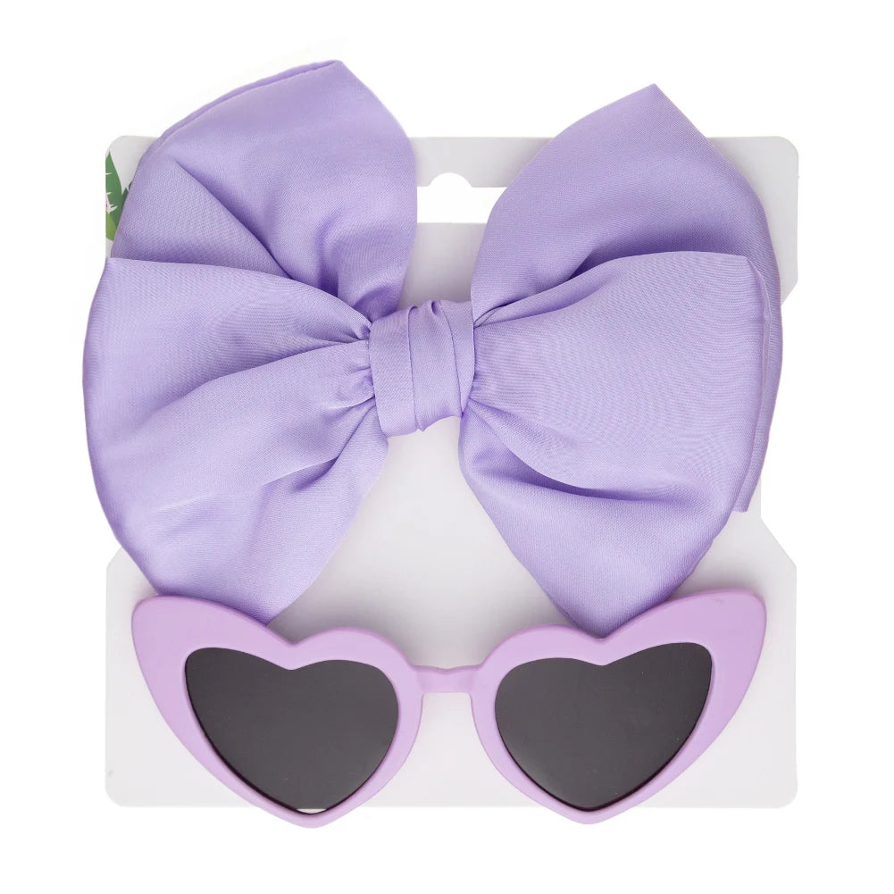 Heart Sunglasses & Bow Headband Set: Kids Fashion