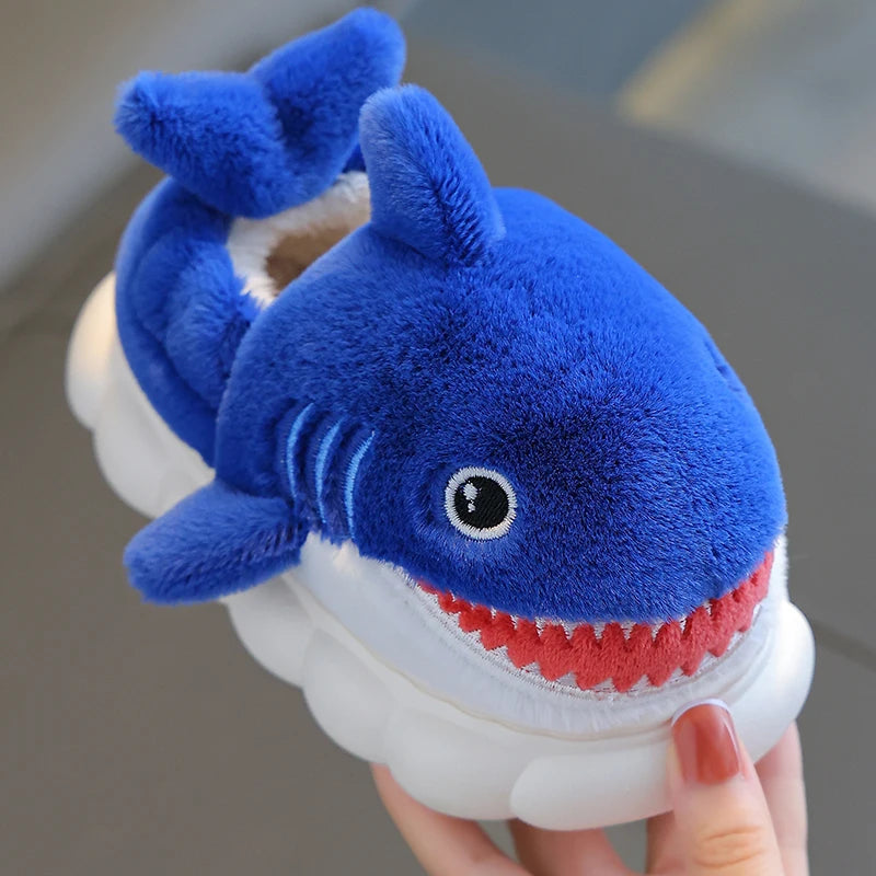 Cartoon Shark Cotton Slippers - Warm and Non-slip for Kids (Winter Edition)