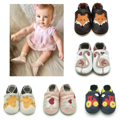 Cow Leather Baby Booties - Soft Soles, Non-Slip Infant Shoes