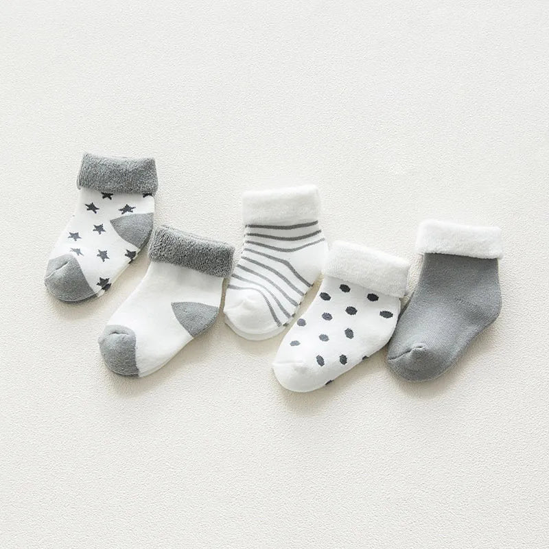 5 Pairs Thicken Cartoon Comfort Cotton Newborn Socks