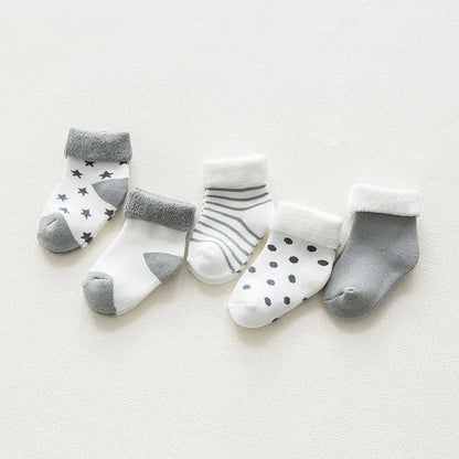 5 Pairs Thicken Cartoon Comfort Cotton Newborn Socks