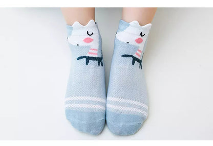 5 Pairs Infant Baby Socks (Newborn-2Y) - Cotton Mesh, Cute & Comfy