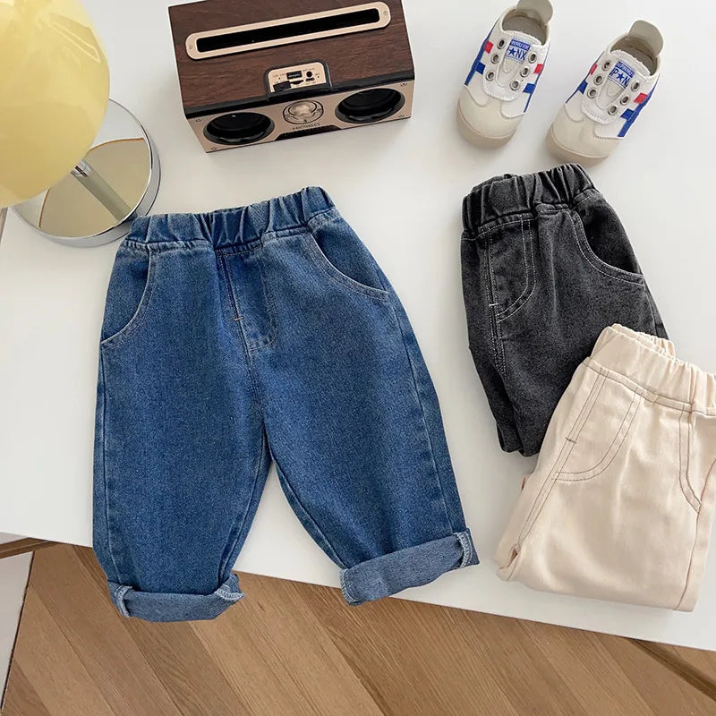 Baby Solid Jeans - Casual, Soft Denim Pants for Boys and Girls