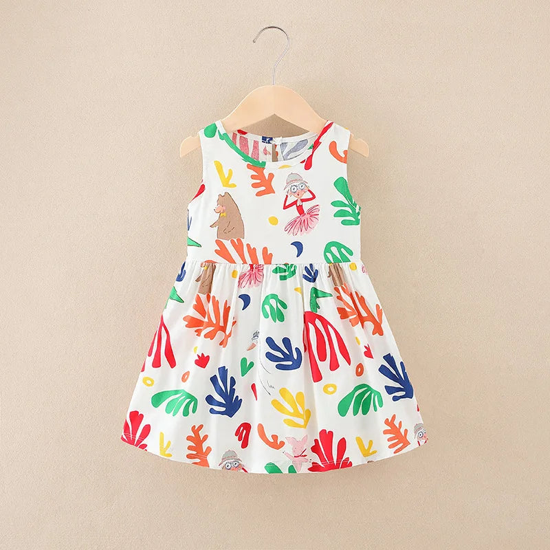 Cotton Sleeveless Flower Dress: Summer Princess Party Outfit