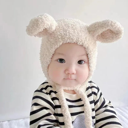 Cute Cartoon Baby Plush Hat - Winter Warmth for Infants